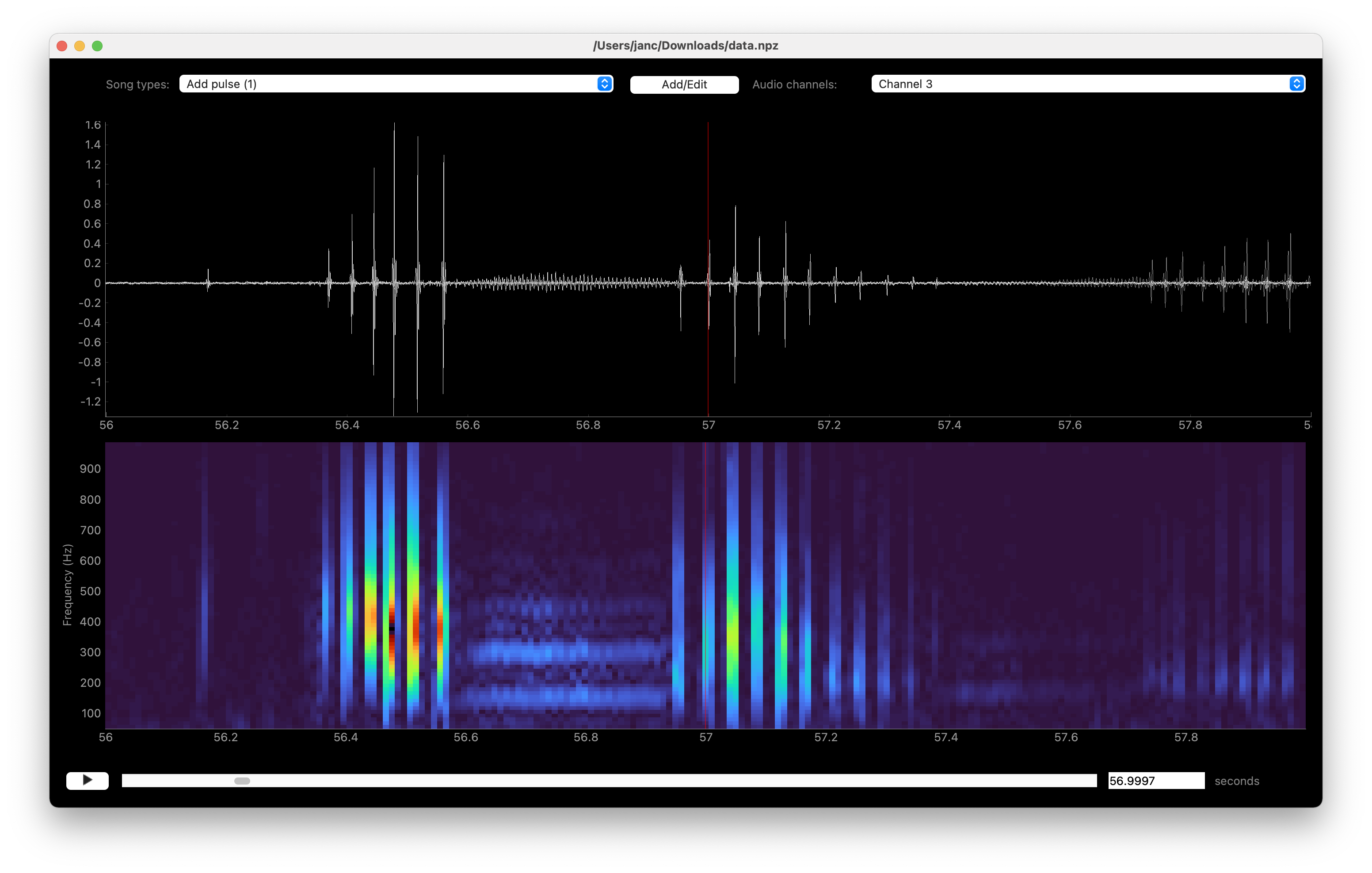 waveform and spectrogram display