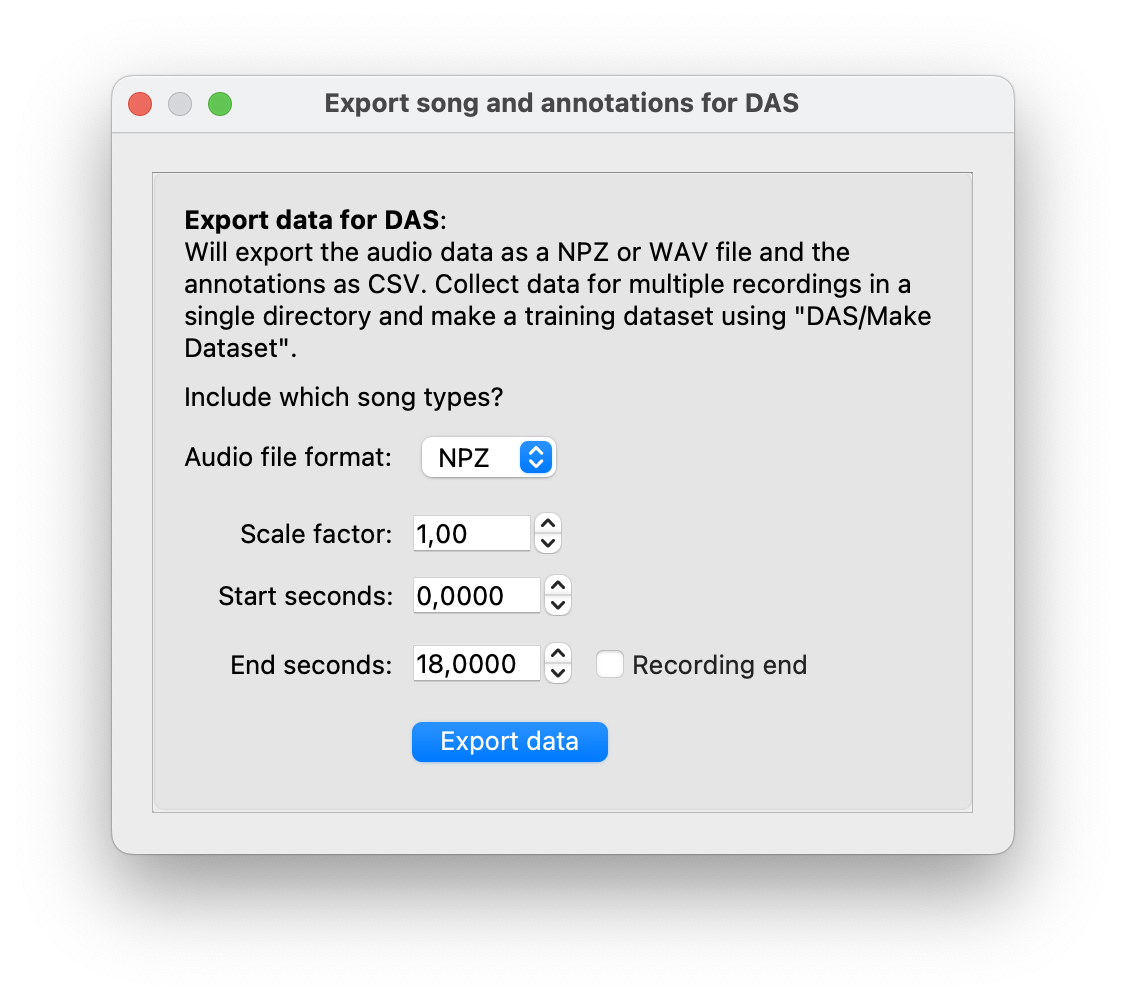 export audio and annotations